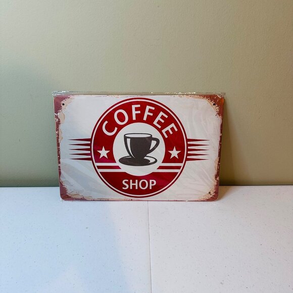 Coffee Shop Metal Sign Vintage Look Rusty Look Novelty Sign - Picture 2 of 7